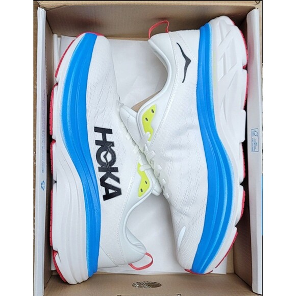HOKA ONE Women’s Bondi 8 Running Shoes BVR White Blue size 5.5B US $165 NEW - Picture 2 of 5